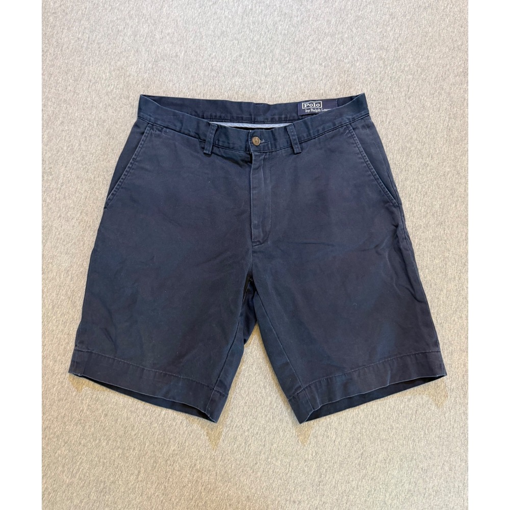 Polo Ralph Lauren Mens Navy Blue Classic Fit 9 Inch Cotton Twill Shorts Size 32